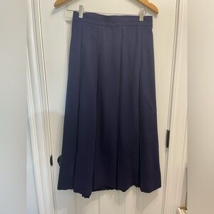 29-Vintage Susan Bristol Maxi Wool Pleated Skirt Dark Navy Blue 10 Librarian